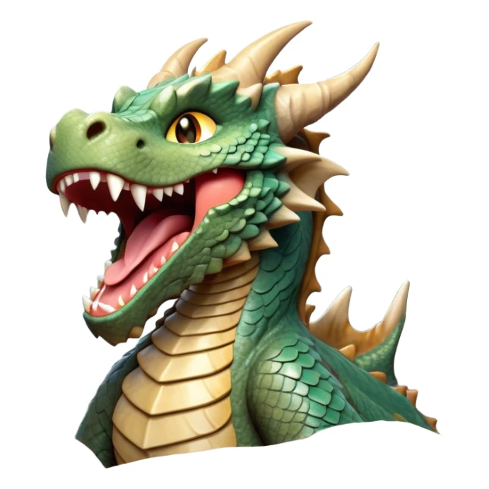 Cinematic Cute Yawning Giant Rock Dragon Portrait Emoji, Head tilted slightly with a dramatic, wide-open yawn, revealing a colossal, rugged body with weathered, rock-like scales and subtly drooping, earthy features rendered in authentic, stony texture; high shine, relaxed yet powerful, styled with a dash of timeless geological charm, soft glowing outline, capturing the essence of a sleepy but stoic rock behemoth ready to settle into an ancient, enduring slumber! sticker