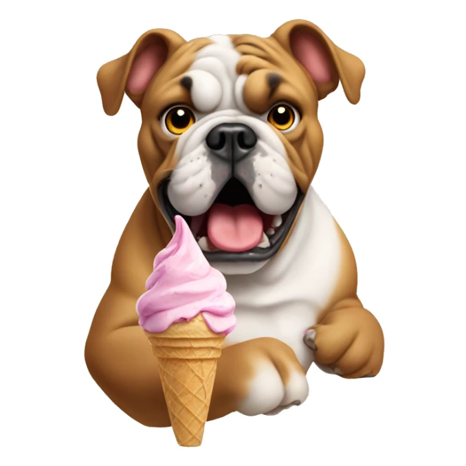 Bulldog eating ice cream sticker