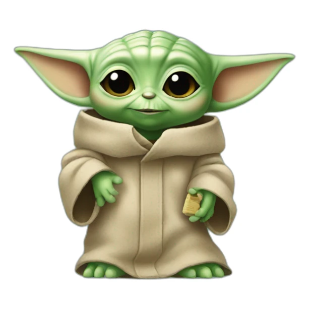 Baby Yoda holding a number 3 sign sticker