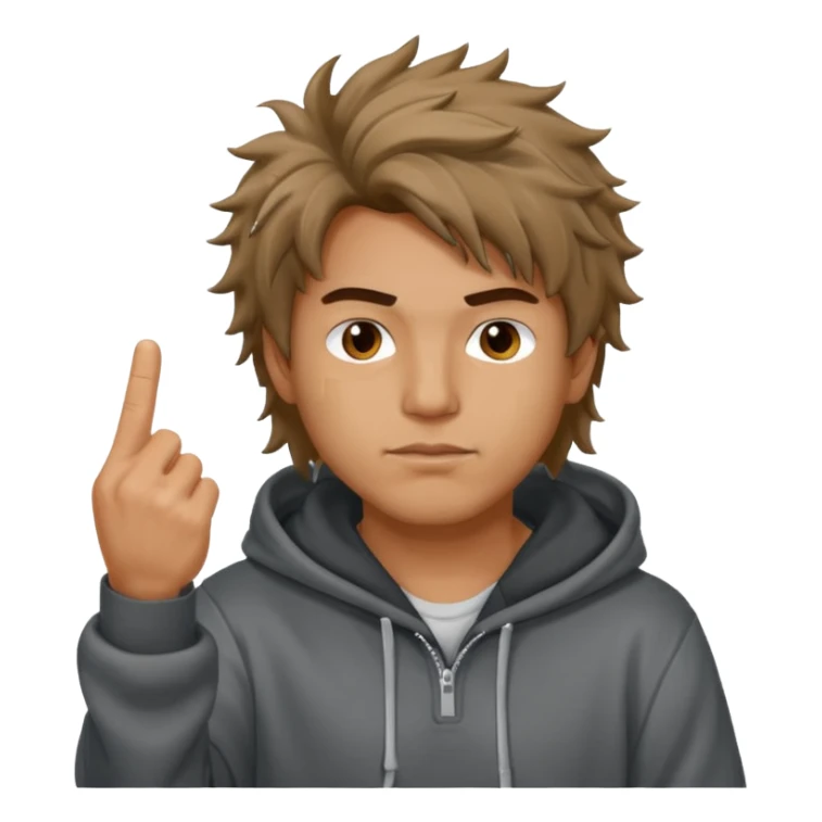 Moreno greñudo con capucha cuba la cara para el dedo del medio hombre sticker