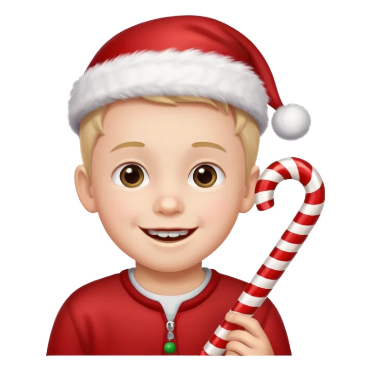 Little boy with candy canes celebrating Christmas sticker
