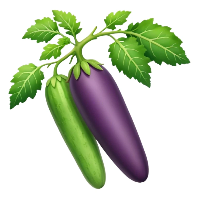 eggplant, cucumber, big carrot, on a branch sticker