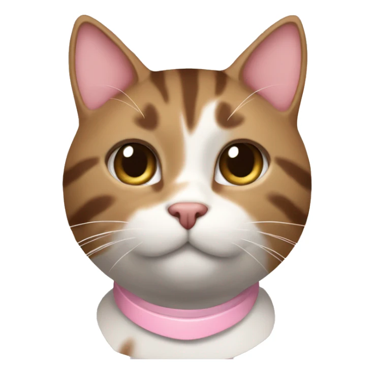 Brown and white tabby cat with light pink collar sticker