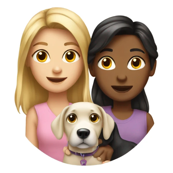 2 whit girls family with 1 dog sticker