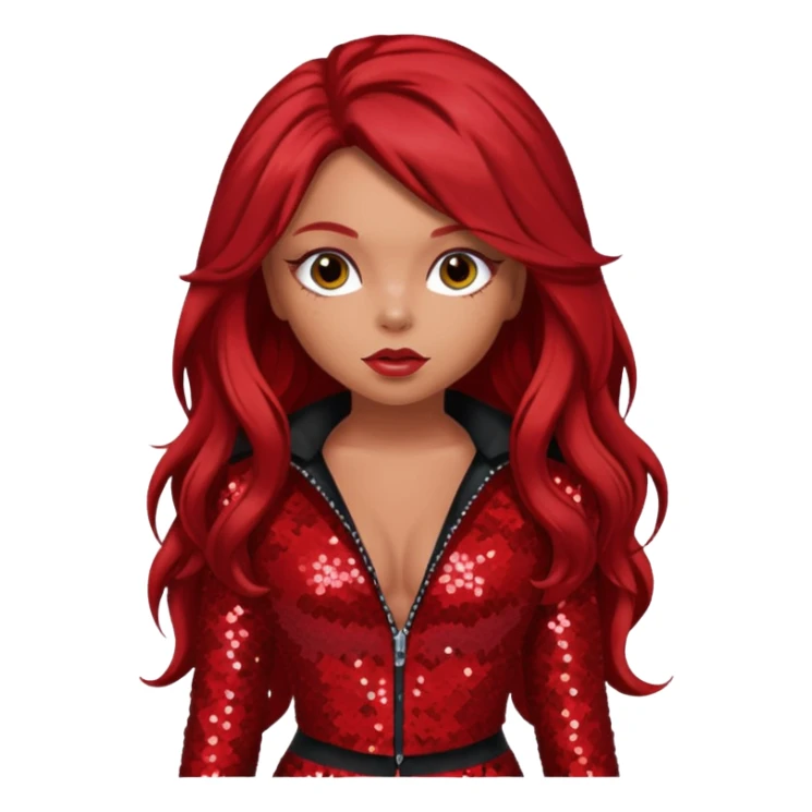 Jesy Nelson from Little Mix with long red hair, red sequin outfit sticker