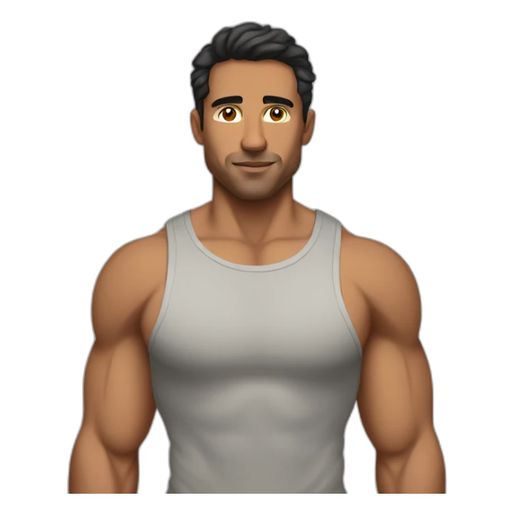 Latin man wearing tank top muscle up sticker