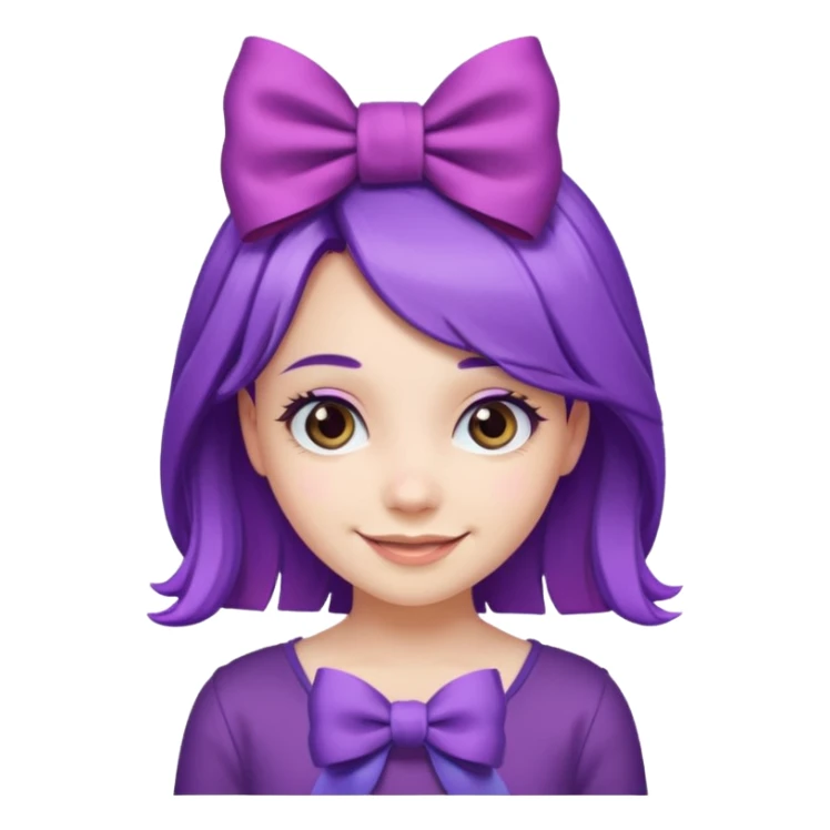 purple long haired girl with bow sticker