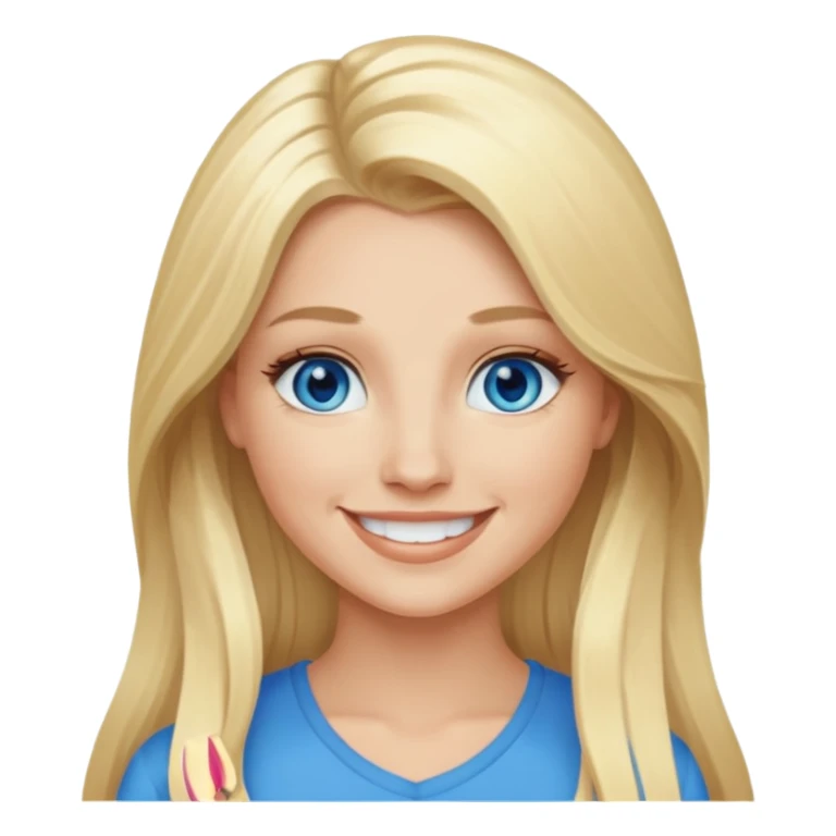 Shannon Bex with long blonde hair, blue eyes sticker