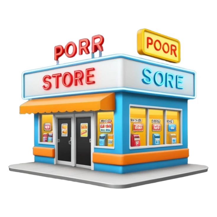 Convenience store named poor store and more sticker