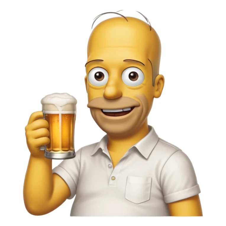 homer simpson smiling with a beer wearing white shirt sticker