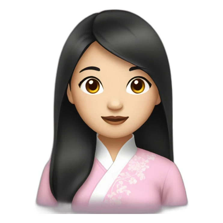 asian girl with black hair wearing ao dai sticker