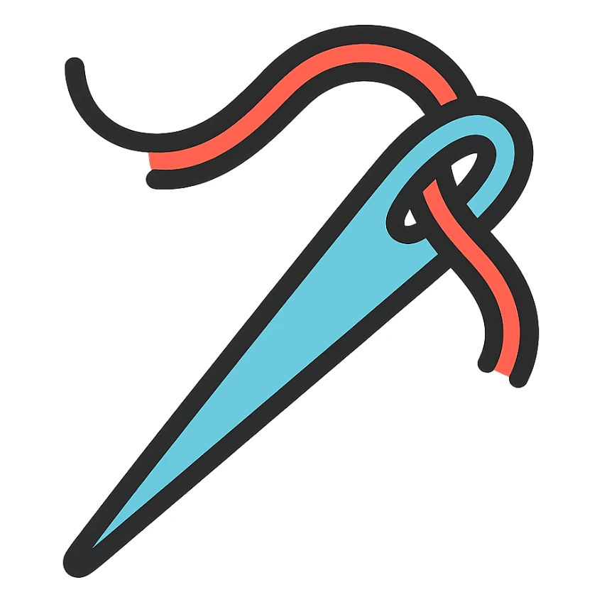sewing needle icon with color outline sticker