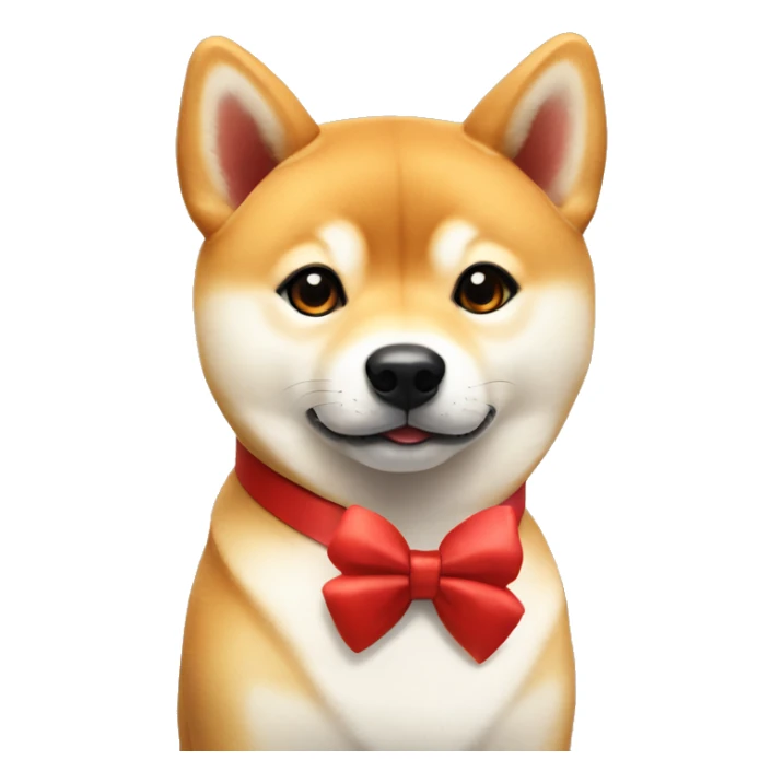 Shiba Inu with red bow tie around his neck looking cute sticker