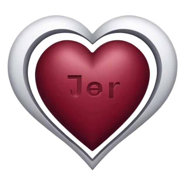 Burgundy heart with the letters Jer in the middle  sticker