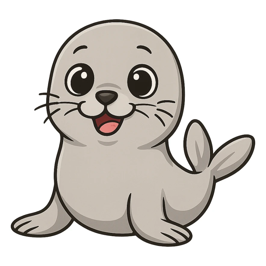 a cute seal with big eyes and a happy expression sticker