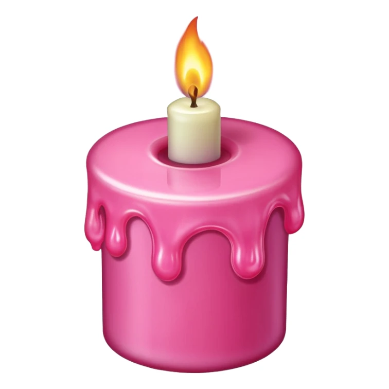 A drawing of a flaming pink candle that could be used at a romantic dinner table. The camera should be isometric at a 75-degree angle. sticker