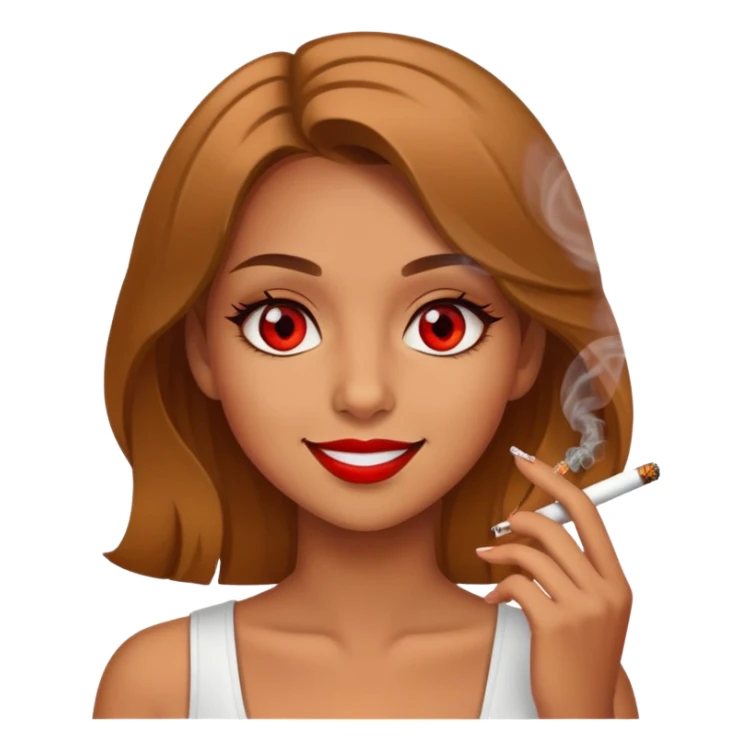 Girl smoking red eyes smile sticker