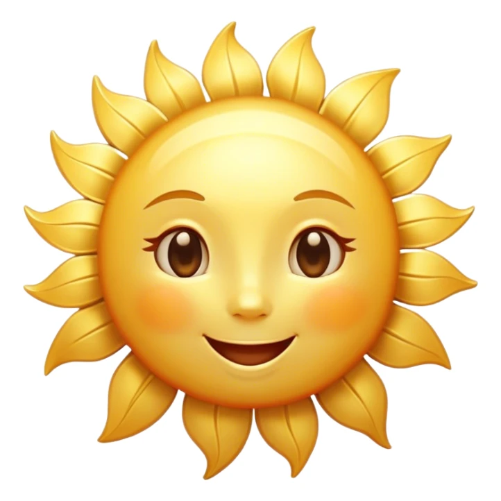 Cinematic tiny happy sun, golden and round, chubby with a warm smile, gentle rays beaming softly, radiating warmth and happiness, irresistibly cute. sticker