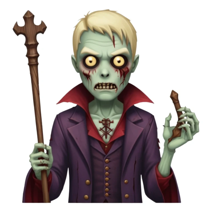 A zombie mixed with a vampire holding a wand sticker