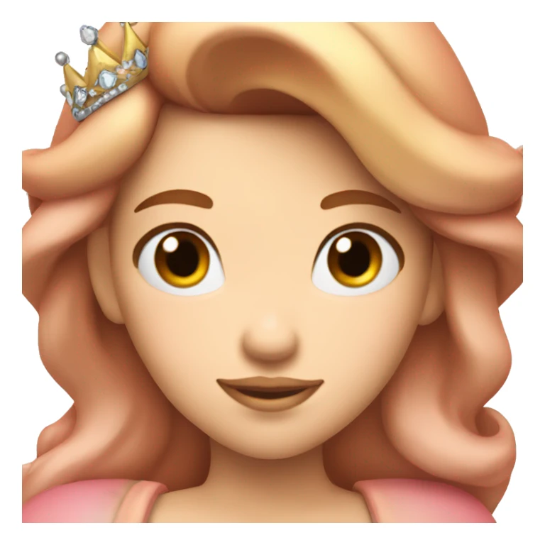 princess peach with tiara and brown long hair sticker