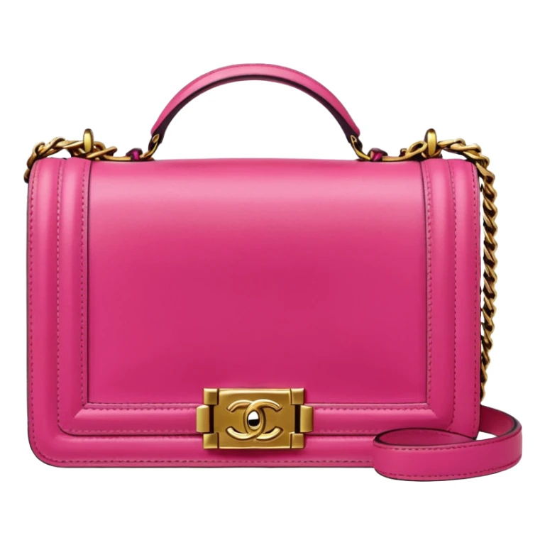 chanel le boy bright pink bag with gold hardware sticker
