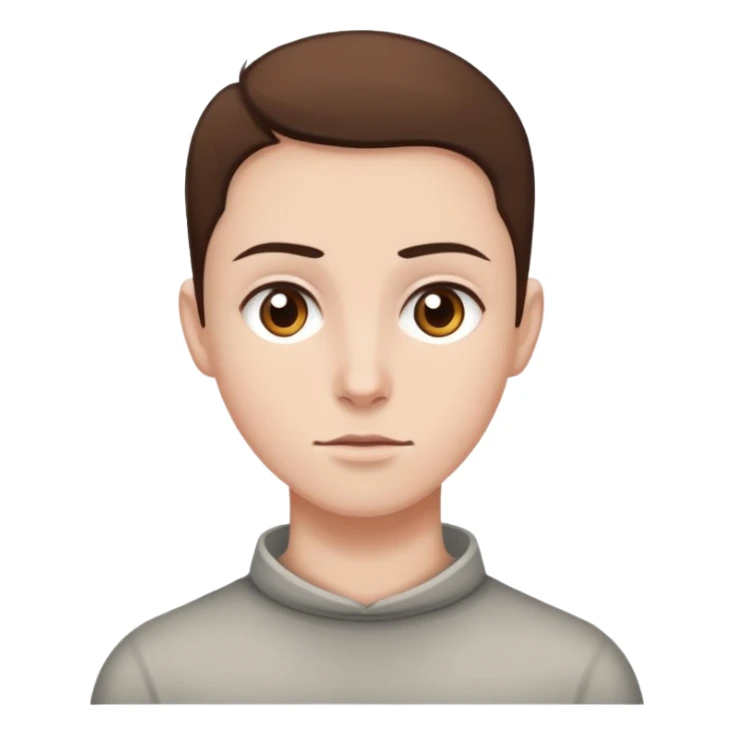 white skin, brown eyes, buzzed brown hair, neutral expressio sticker