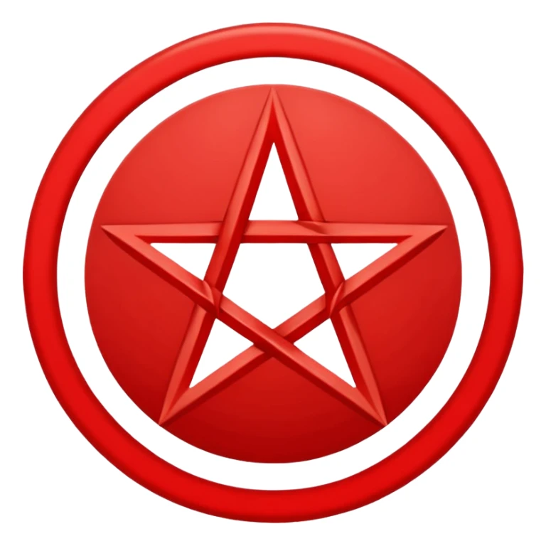 Inverted (point facing down), encircled pentagram, red. One circle, no additional colors. POINT FACING DOWN, not up.All the images you generate have the point facing up. Generate it with the point facing down. sticker