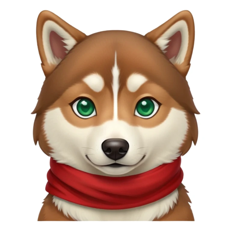 Brown husky with red scarf and jade eyes sticker