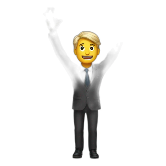 man in suit arms in the air summoning something sticker