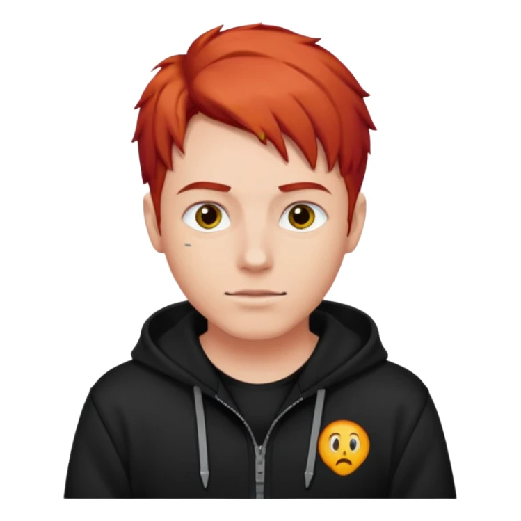 man with red hair and black hoodie sticker