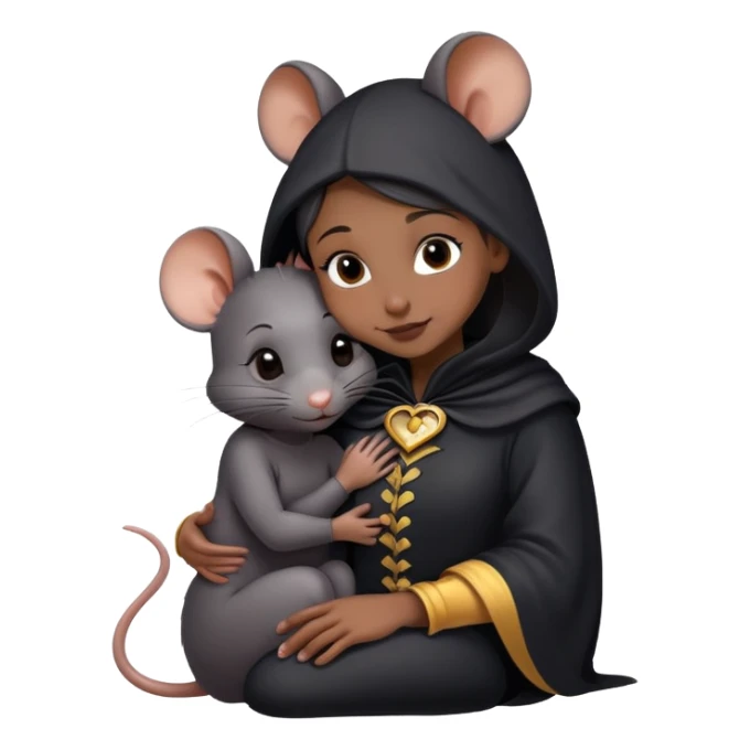 a black rat in a costume cuddling a young girlBlack Rat  sticker
