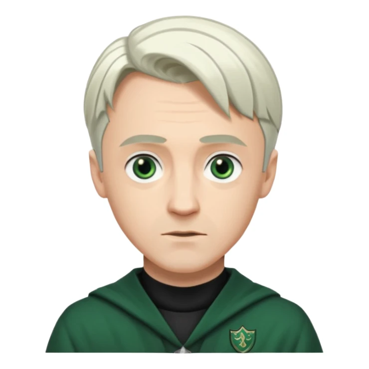 37-year-old Draco Malfoy, confident expression, silver hair, Slytherin colors sticker