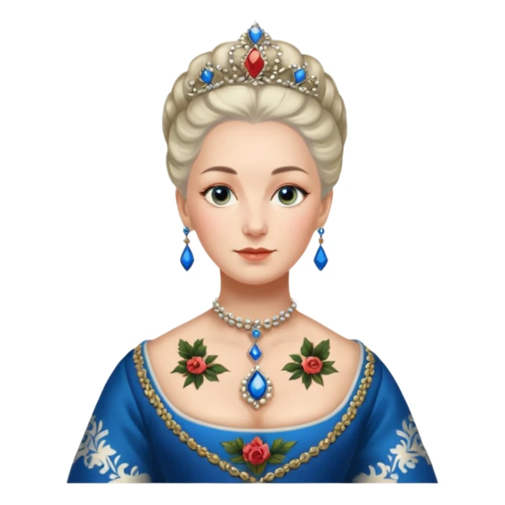 realistic cinematic Russian Empress Catherine the Great depicted with Victorian-style body tattoos sticker