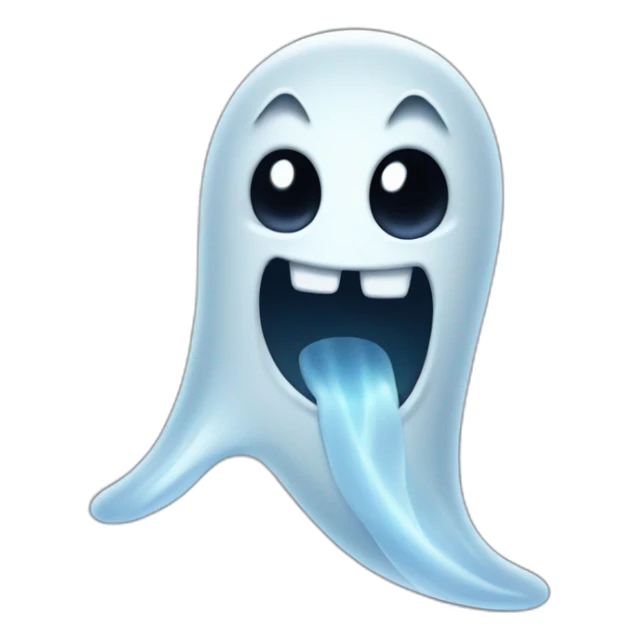 a funny little ghost who sticks out his tongue sticker
