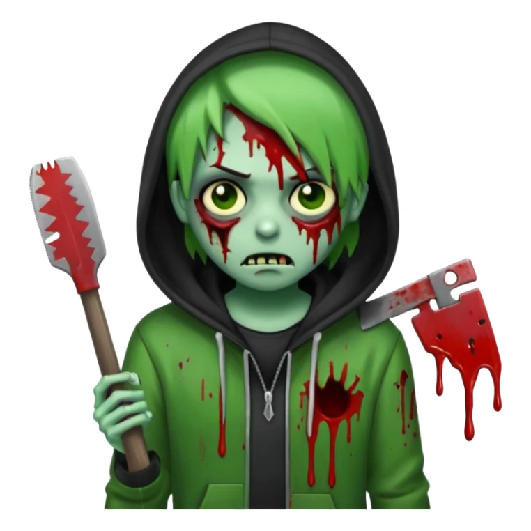 trap hood zombie emoji with saw and drip and emo sticker