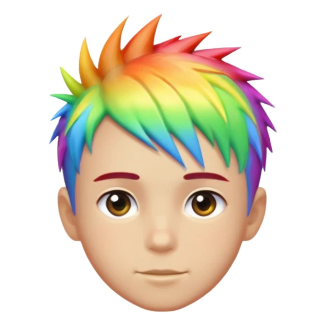 Boy with rainbow streaks — short spiky hair glowing under light. sticker