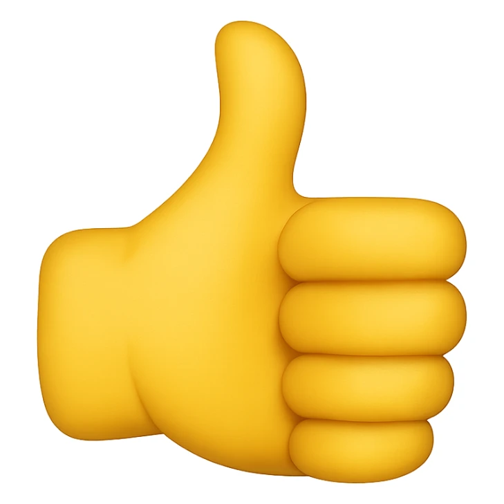thumbs up emoji, hand, yellow, friendly sticker
