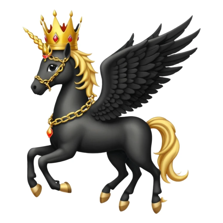 A fire black pegasus with golden chain in neck and crown in head sticker