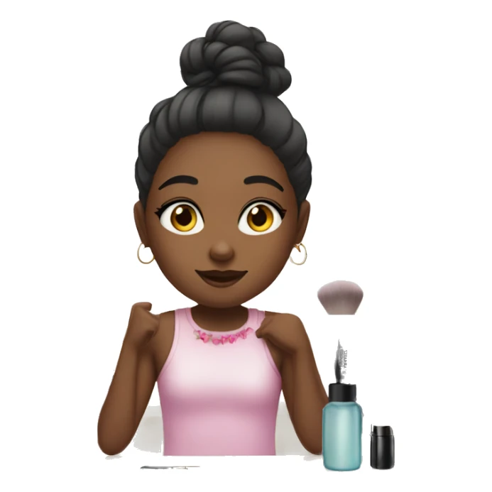 girl sitting in front of makeup vanity  sticker