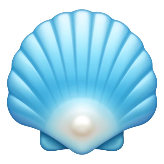 Light blue shell emoji, pearl texture, soft gradient, smooth curves, glossy finish sticker