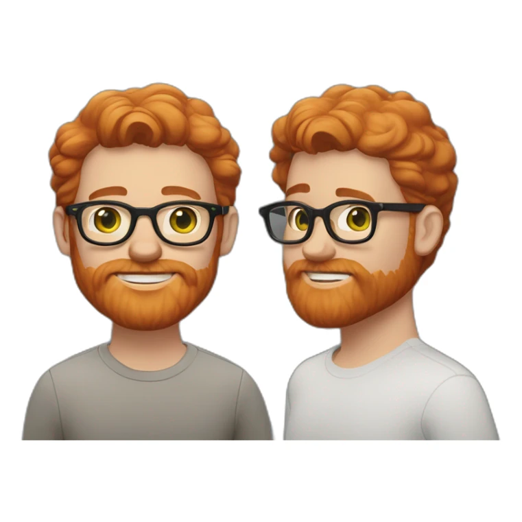 White man with reddish orange hair and beard, wears tortoise shell glasses from warby parker and has dimples, green eyes sticker