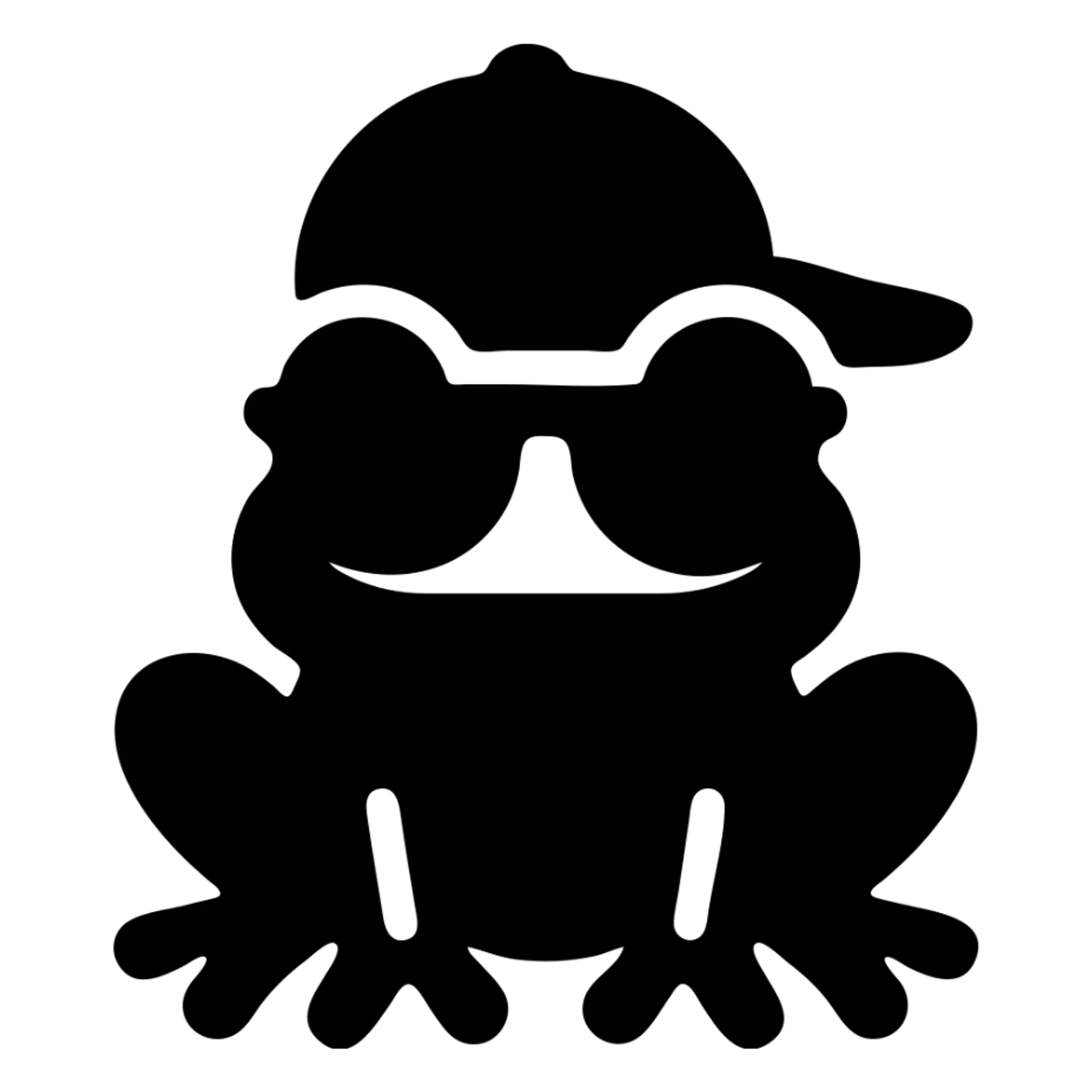 Tiny tropic frog wearing a baseball cap and sunglasses sticker