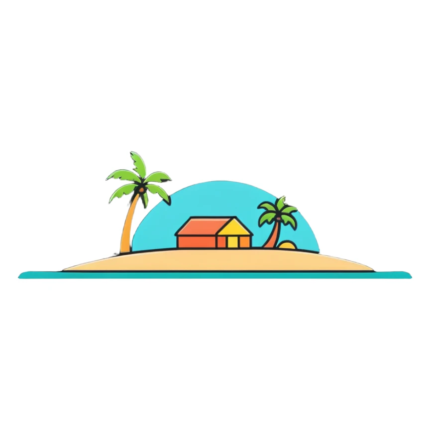 island paradise with beach and ocean sticker