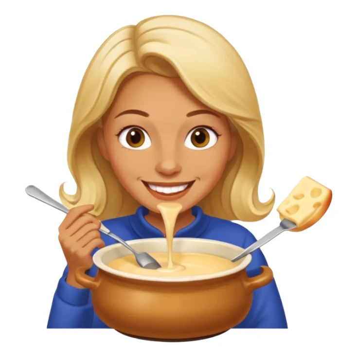 woman eating fondue sticker