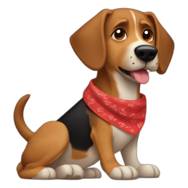 coonhound and German shepherd mix dog wearing red bandana and walking left sticker
