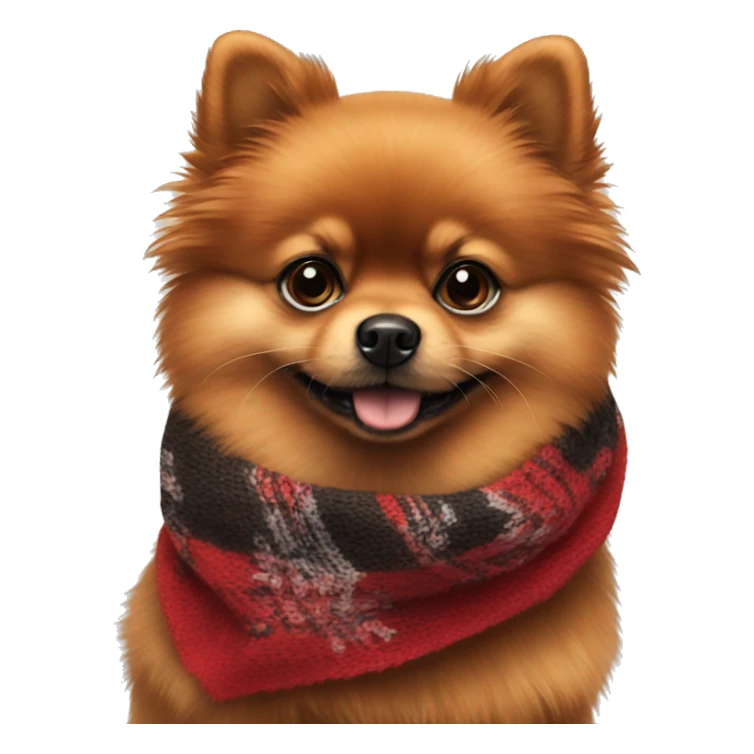 Black red Pomeranian in a scarf sticker