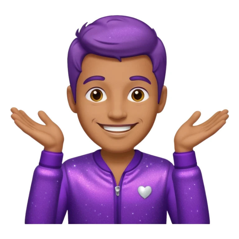 man supervisor wearing glitter purple glittery clothes sticker