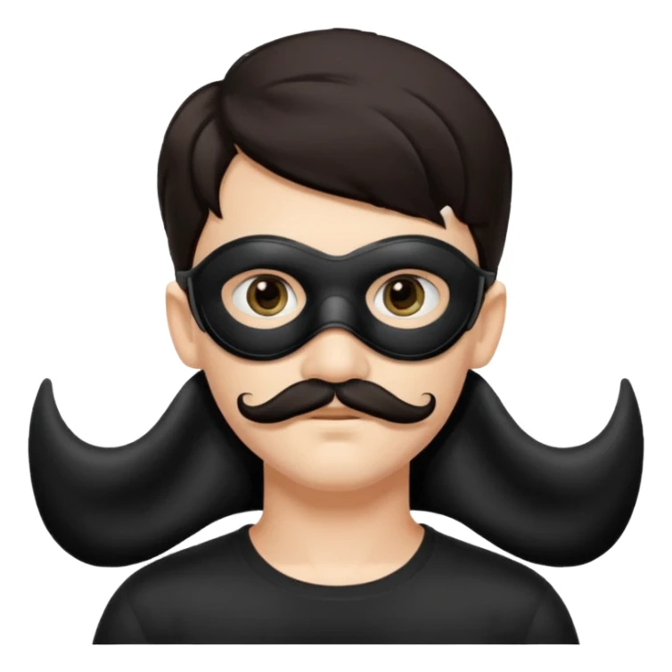 black eye mask with  boy with long mustache sticker