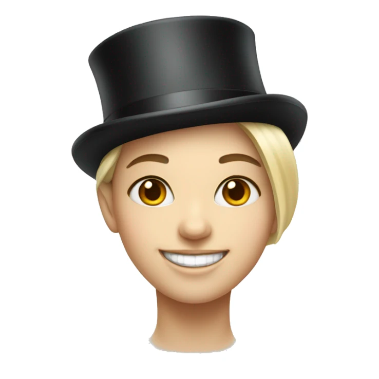 smiling girl white skin, in top hat sticker