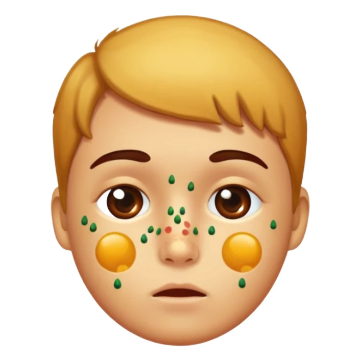 person with chicken pox on their face sticker